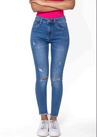 Blugi slim dama cu detalii rupte, Albastru P501-5 M10 [4]