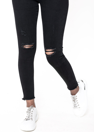 Blugi slim dama cu detalii rupte, Albastru P501-8 M10 [5]