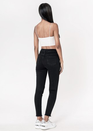 Blugi slim dama cu detalii rupte, Albastru P501-8 M10 [3]