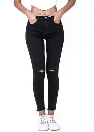 Blugi slim dama cu detalii rupte, Albastru P501-8 M10 [4]