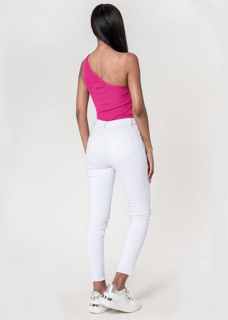 Blugi slim dama cu detalii rupte, Albi P501-10 M10 [2]