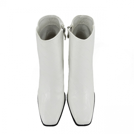 Botine albe elegante cu imprimeu geometric 3317 113 [5]