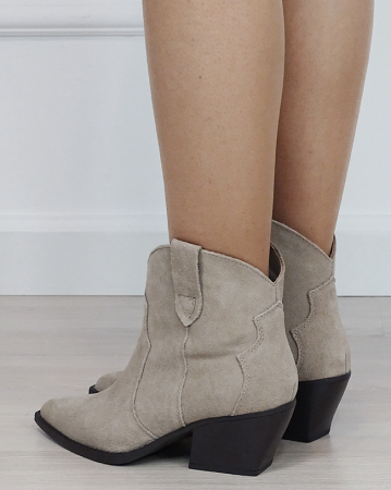 Botine bej din piele naturala cu toc comod 6338A 114 [2]