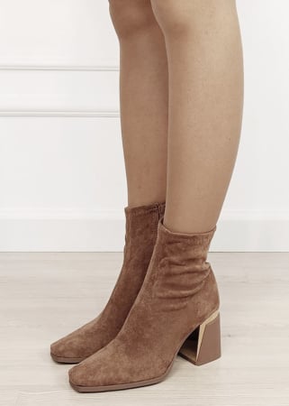 Femei - Botine dama camel cu toc gros 2908A 19