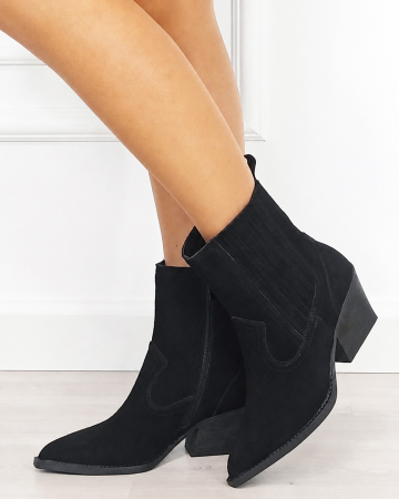 Ghete - Botine din piele naturala tip ciocate negre 6350A 117