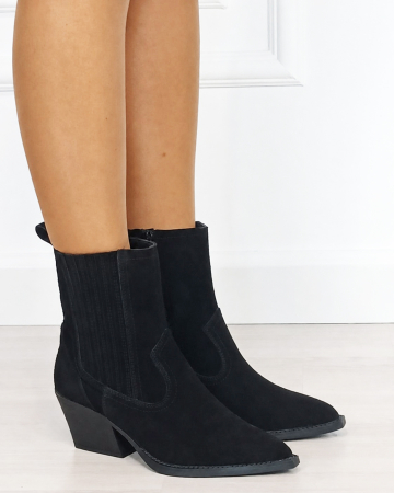 Botine din piele naturala tip ciocate negre 6350A 117 [2]