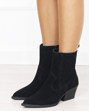 Botine din piele naturala tip ciocate negre 6350A 117 [1]