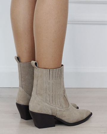 Botine din piele naturala tip ciocate bej 6350A 117 [4]