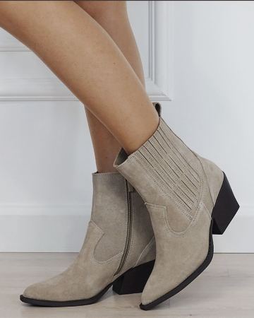 Ghete - Botine din piele naturala tip ciocate bej 6350A 117