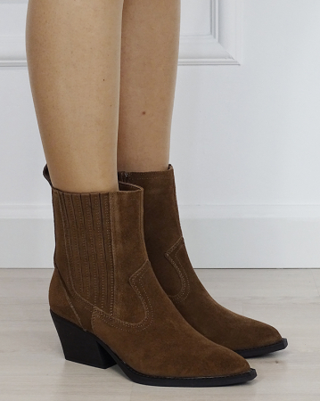 Botine din piele naturala tip ciocate camel 6350A 117 [5]