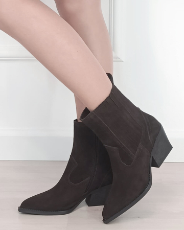 Ghete - Botine din piele naturala tip ciocate maro ciocolatiu 6350A 117