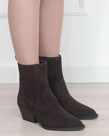 Botine din piele naturala tip ciocate maro ciocolatiu 6350A 117 [5]