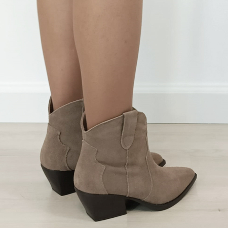 Botine kaki din piele naturala cu toc comod 6338 114 [4]