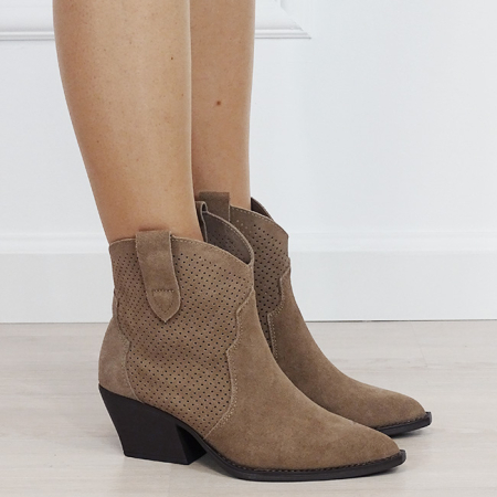 Botine kaki tip ciocate din piele naturala perforate pe lateral 6399A 110 [5]
