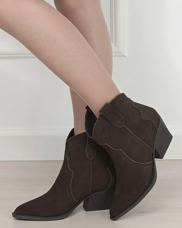 Ghete - Botine maro din piele naturala cu toc comod 6338A 114