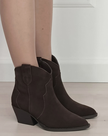 Botine maro din piele naturala cu toc comod 6338A 114 [5]
