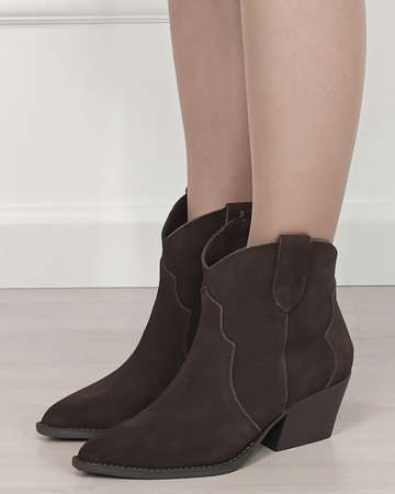 Botine maro din piele naturala cu toc comod 6338A 114 [1]