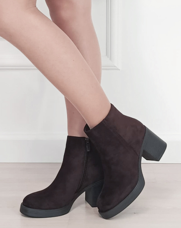 Botine maro elegante cu toc gros 6322-1 117 [1]