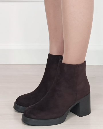 Ghete - Botine maro elegante cu toc gros 6322-1 117