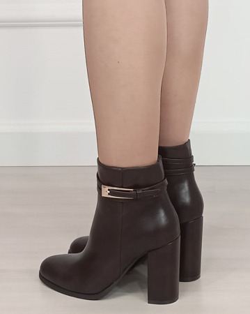 Botine maro elegante cu toc gros 6337 114 [2]