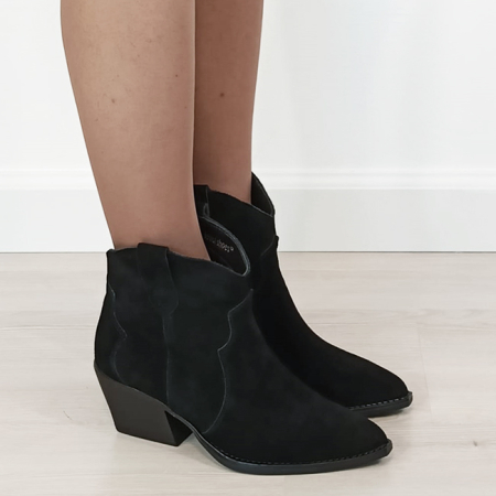 Botine negre din piele naturala cu toc comod 6338 114 [5]