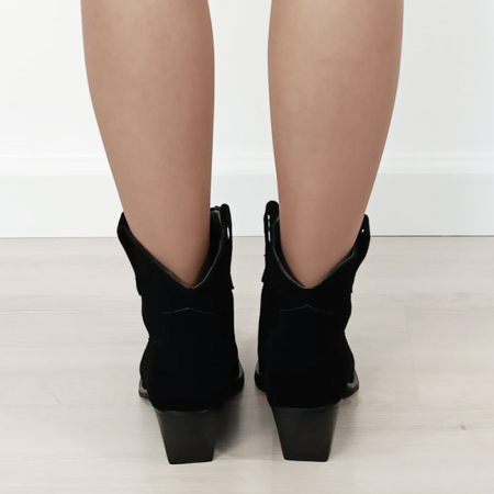 Botine negre din piele naturala cu toc comod 6338 114 [3]