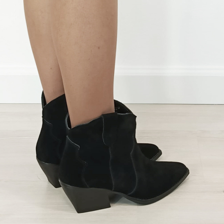Botine negre din piele naturala cu toc comod 6338 114 [4]