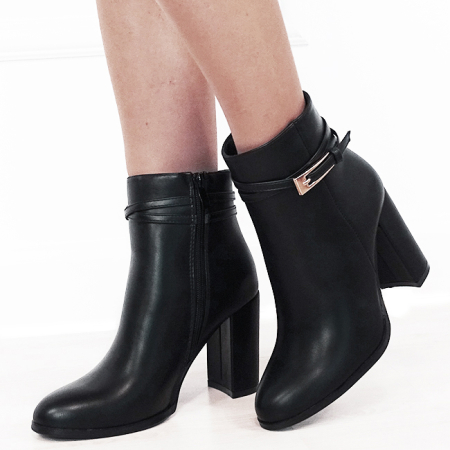 Botine negre elegante cu toc gros 6337 114 [1]