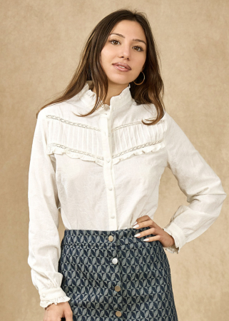 Camasi - Camasa alba din bumbac cu broderie 4880T M9