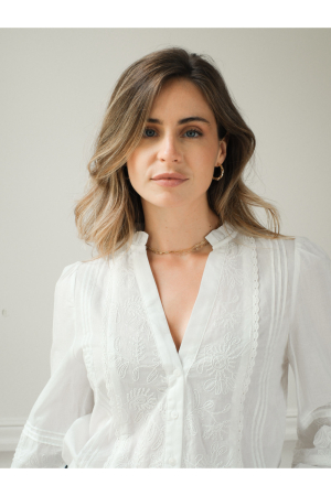 Camasi - Camasa alba din bumbac cu broderie 4933T M9