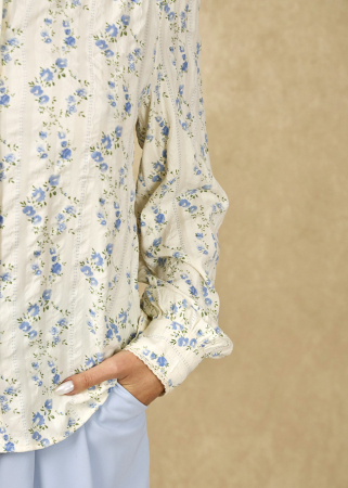 Camasa ivory din bumbac cu imprimeu ASD97216 M9 [3]