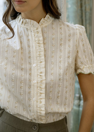 Camasi - Camasa ivory din bumbac cu imprimeu ZS8008 M9