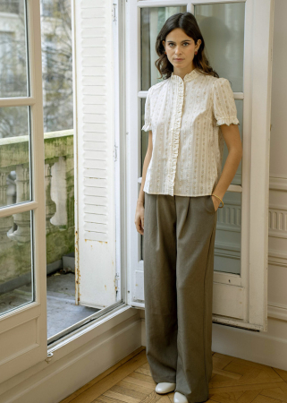 Camasa ivory din bumbac cu imprimeu ZS8008 M9 [4]