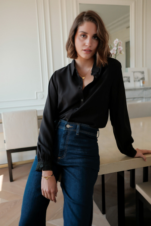 Noutati - Camasa neagra premium cu detalii brodate, ASD93129 M10