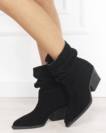 Ghete - Ciocate scurte dama negre din piele naturala 5308A 110