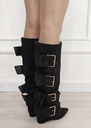 Cizme negre elegante cu toc comod 7677A-1 19 [5]