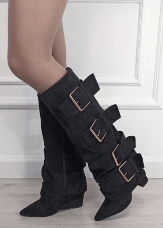 Cizme - Cizme negre elegante cu toc comod 7677A-1 19