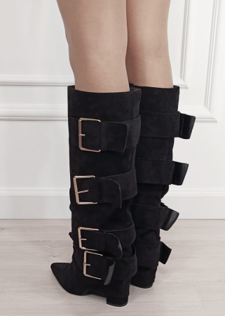 Cizme negre elegante cu toc comod 7677A-1 19 [3]