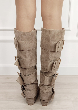 Cizme bej elegante cu toc comod 7677A-1 19 [5]