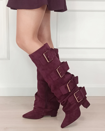 Cizme - Cizme bordo elegante cu toc comod 7677A-1 19