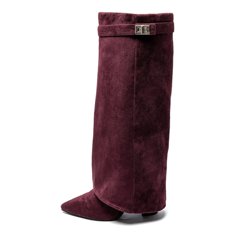 Cizme bordo elegante cu toc comod 9501A 113 [3]