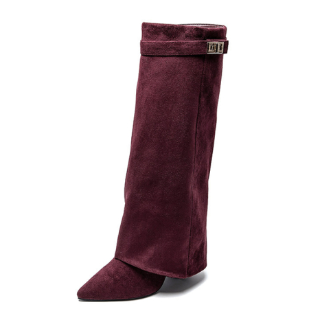 Cizme bordo elegante cu toc comod 9501A 113 [2]