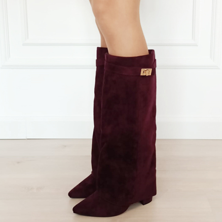 Cizme bordo elegante cu toc comod 9501A 113 [6]