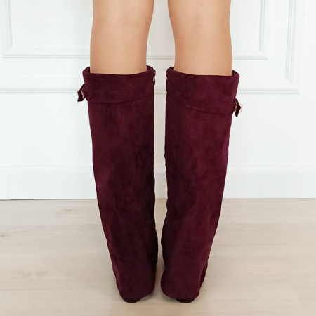 Cizme bordo elegante cu toc comod 9501A 113 [8]