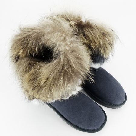 Cizme gri din piele naturala cu blanita naturala 8013 111 [7]