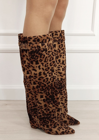 Cizme leopard print elegante cu toc comod 9501A 113 [2]