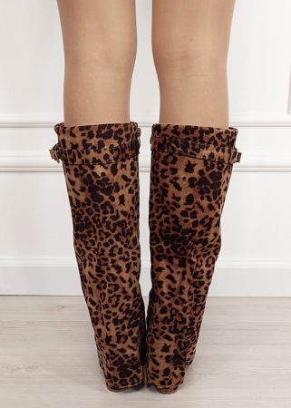 Cizme leopard print elegante cu toc comod 9501A 113 [4]