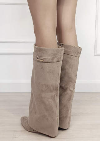 Cizme lungi kaki cu toc 9623A-1 19 [2]