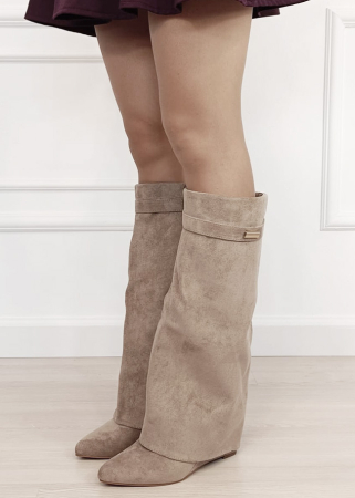 Cizme lungi kaki cu toc 9623A-1 19 [1]