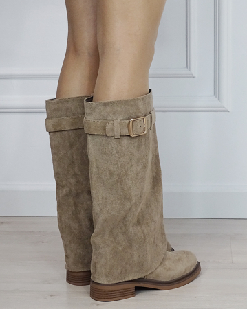 Cizme lungi kaki din velur ecologic 6503 118 [4]
